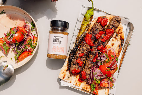 Lamb Kofte, Flatbread & Tomato Salad