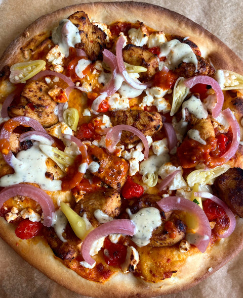 Spicy Chicken Shish & Pickled Red Onion Flatbread