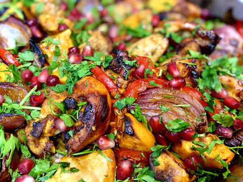 Sticky Chicken Thigh Traybake with Sweet Potato